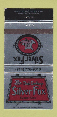 Matchbook Cover - Dick Darling's Silver Fox Anaheim CA 30 Strike