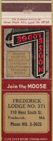 Matchbook Cover - Matchbook Cover Moose Lodge Frederick MD