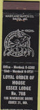 Matchbook Cover - Matchbook Cover Moose Lodge Essex MD black