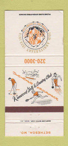 Matchbook Cover - Kenwood Golf Country Club Bethesda MD 30 Strike