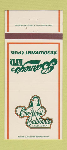 Matchbook Cover - Barney's One West California girlie Pasadena CA 30 Strike