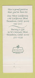 Matchbook Cover - Barney's One West California girlie Pasadena CA 30 Strike