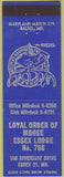 Matchbook Cover - Matchbook Cover Moose Lodge Essex MD blue