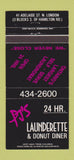 Matchbook Cover - PJ's Launderette Donut Diner London ON 30 Strike
