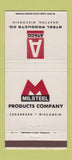 Matchbook Cover - ATACO Steel Milsteel Cedarburg Grafton WI 30 Strike