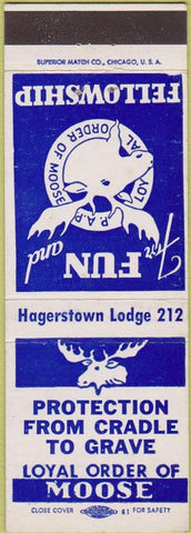 Matchbook Cover - Matchbook Cover Moose Lodge Hagerstown MD