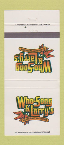 Matchbook Cover - Who Song & Larry's Anaheim La Jolla Santa Clara CA 30 Strike