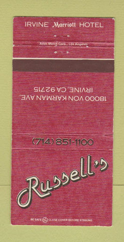 Matchbook Cover - Russell's Irvine CA Marriott Hotel 30 Strike
