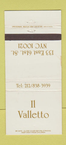 Matchbook Cover - Il Valletto New York City WEAR 30 Strike