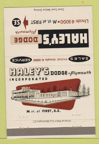 Matchbook Cover - Haley's Dodge Washington DC 40 Strike