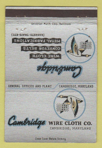 Matchbook Cover - Cambridge Wire Cloth Cambridge MD 40 Strike