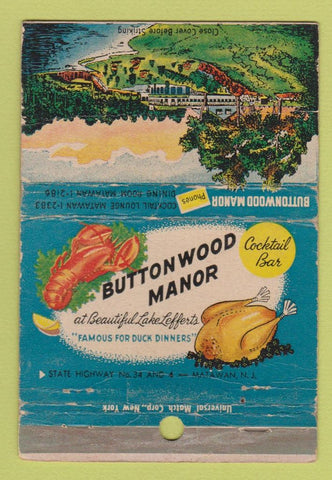 Matchbook Cover - Buttonwood Manor Matawan NJ WORN 40 Strike