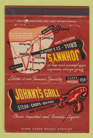 Matchbook Cover - Johnny's Grill Meriden CT 40 Strike