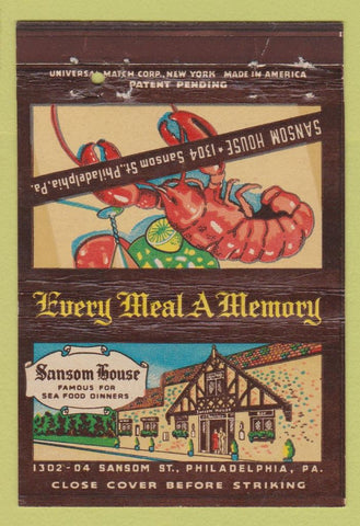 Matchbook Cover - Sansom House Philadelphia PA 40 Strike