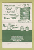Matchbook Cover - Enterprise Federal Savings Washington DC 40 Strike