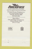 Matchbook Cover - AmeriFirst Federal Orlando Miami FL 40 Strike