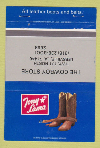 Matchbook Cover - Tony Lama Cowboy Boots Leesville LA 40 Strike