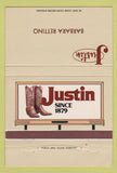 Matchbook Cover - Justin Cowboy Boots Barbara Rettino Fort Worth TX 40 Strike