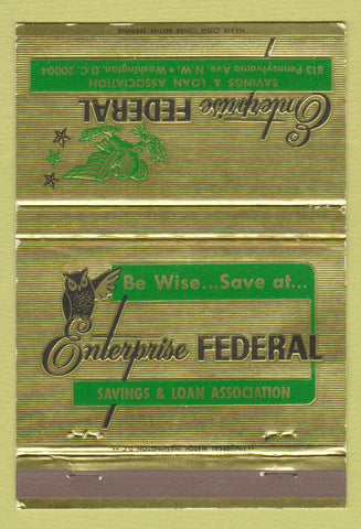 Matchbook Cover - Enterprise Federal Savings Washington DC 40 Strike
