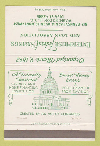 Matchbook Cover - Enterprise Federal Savings Washington DC 40 Strike