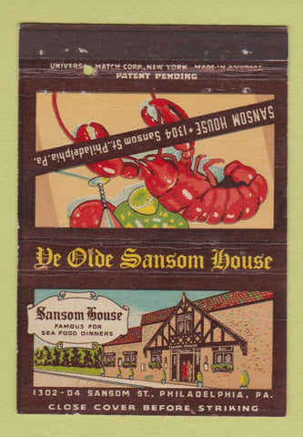 Matchbook Cover - Ye Olde Sansom House Philadelphia PA 40 Strike