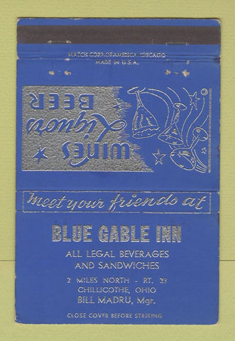 Matchbook Cover - Blue Gable Inn Chillicothe OH 40 Strike