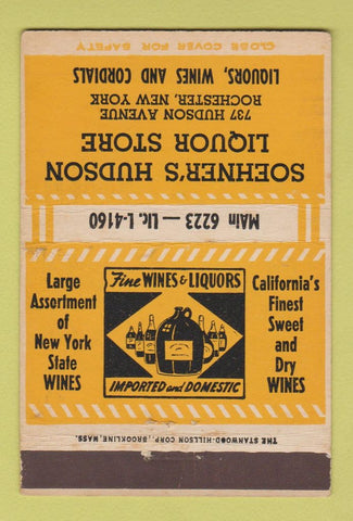 Matchbook Cover - Soehner's Hudson Liquor Store Rochester NY 40 Strike