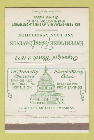 Matchbook Cover - Enterprise Federal Savings Washington DC 40 Strike
