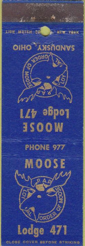 Matchbook Cover - Matchbook Cover Moose Lodge Sandusky OH