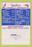 Matchbook Cover - Sparky's Liquor Perfume ST Thomas Virgin Islands  40 Strike