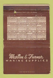 Matchbook Cover - Martin Turner Marine Supply Wilmington CA WEAR 40 Strike