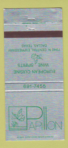 Matchbook Cover - Papillon Restaurant Dallas TX WEAR 30 Strike