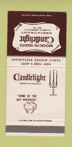Matchbook Cover - Candlelight Restaurant Brooklyn NY 30 Strike