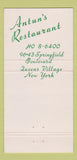 Matchbook Cover - Antun's Restaurant Queens Village NY 30 Strike
