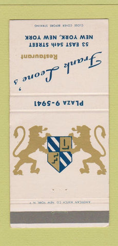 Matchbook Cover - French Leone's Restaurant New York City 30 Strike