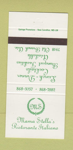 Matchbook Cover - Mama Steall's Italian Restaurant 30 Strike