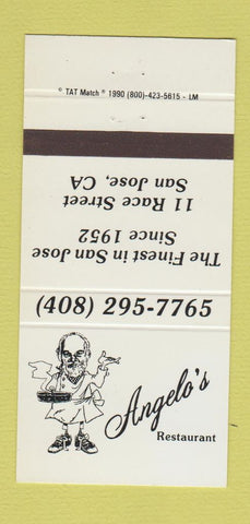 Matchbook Cover - Angelo's Restaurant San Jose CA 30 Strike