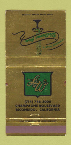 Matchbook Cover - Welkome Inn Lawrence Welk Escondido CA WEAR 30 Strike