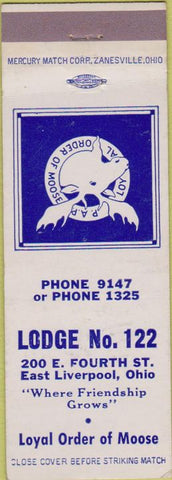 Matchbook Cover - Matchbook Cover Moose Lodge East Liverpool OH