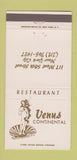 Matchbook Cover - Venus Continental New York City girlie 30 Strike