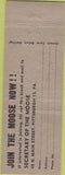 Matchbook Cover - Matchbook Cover Moose Lodge Pittsburgh PA