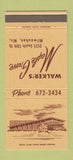Matchbook Cover - Walker's Maple Grove Milwaukee WI 30 Strike