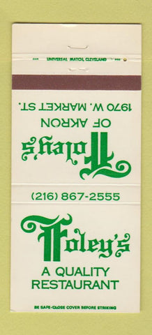 Matchbook Cover - Foley's Restaurant Akron OH 30 Strike