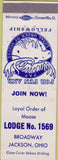 Matchbook Cover - Matchbook Cover Moose Lodge Jackson OH