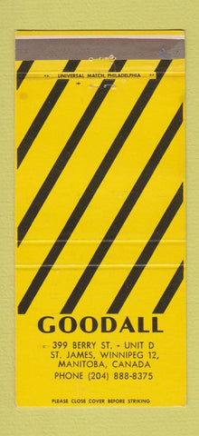 Matchbook Cover - Goodall Winnipeg MB 30 Strike