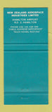 Matchbook Cover - New Zealand Aerospace airplane Hamilton 30 Strike