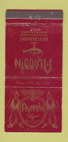 Matchbook Cover - Aladdin Restaurant Anaheim CA WORN 30 Strike