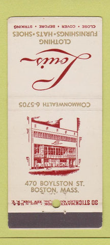 Matchbook Cover - Louis Clothes Boston MA 30 Stick