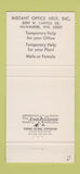 Matchbook Cover - Office Temp Work Help Milwaukee WI 30 Strike