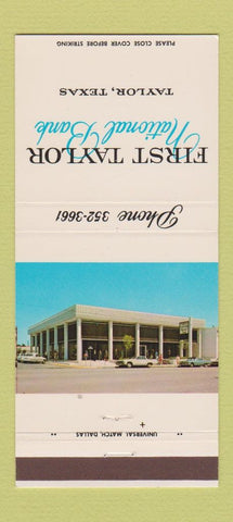 Matchbook Cover - First National Bank Taylor TX 30 Strike